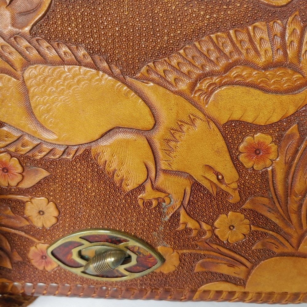 Vintage Tooled Leather Bag - image 5